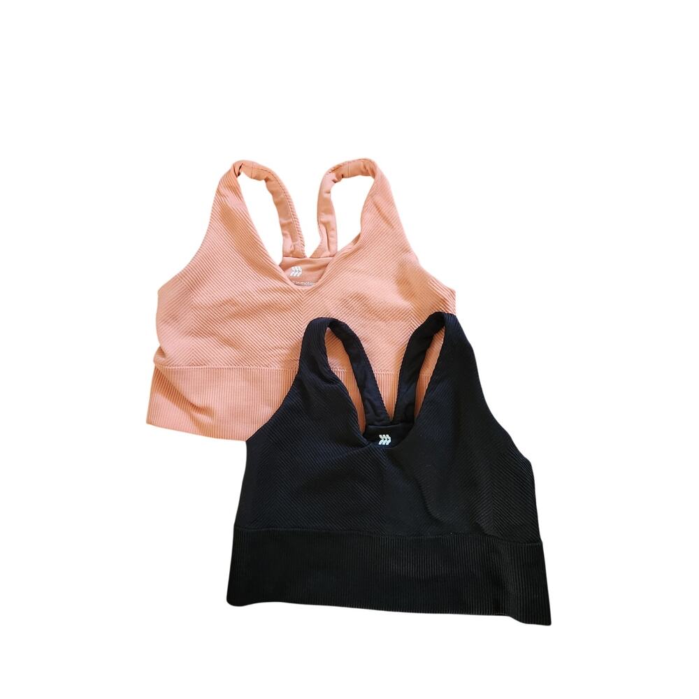 All In Motion Ribbed Longline Sports Bra Bundle Pink Black Medium